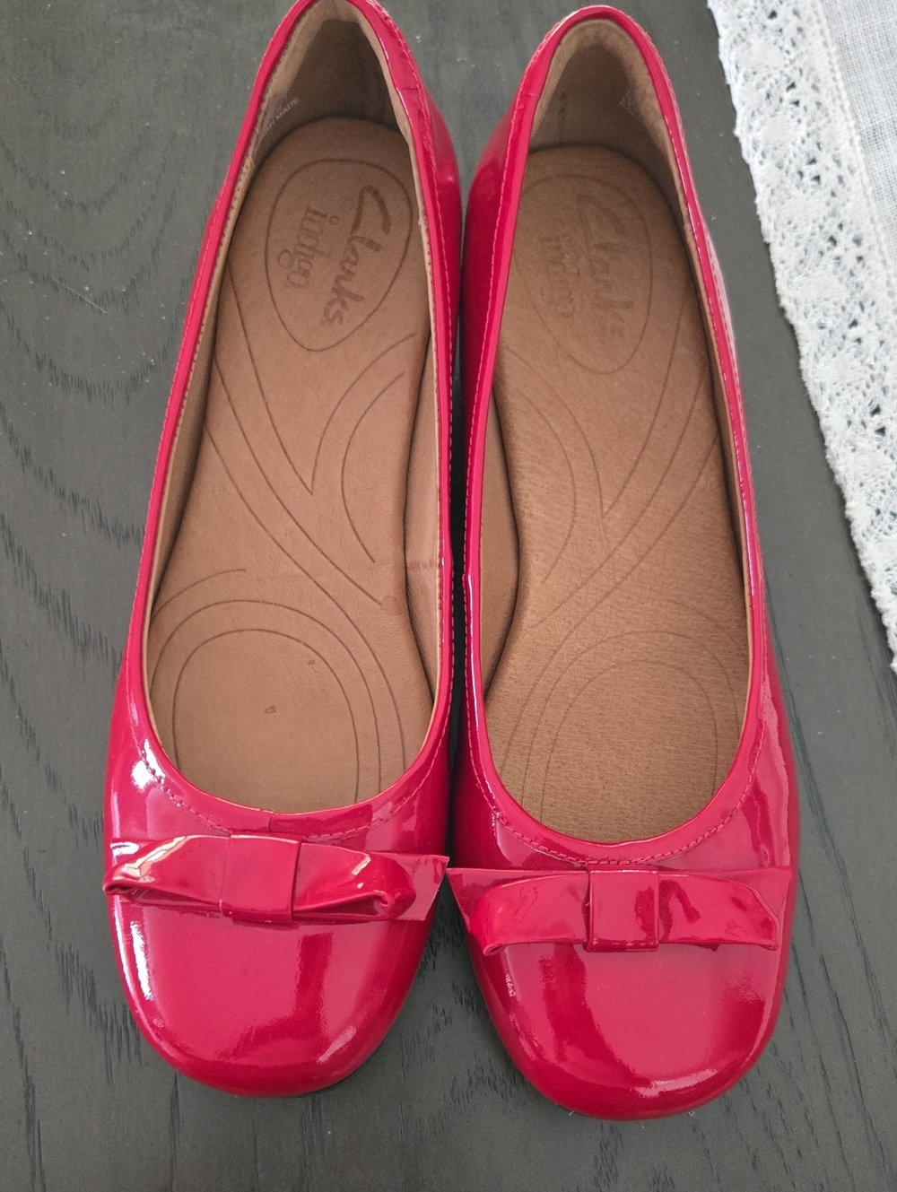 Clarks Women’s Red Patent Leather Ballet Flats